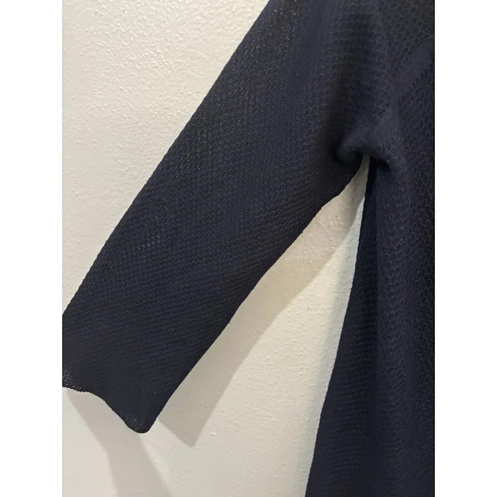 Massimo Dutti Navy Blue Cardigan Open Knit Women Large